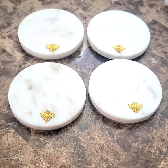 Set of 4 Marble Bee Coasters - Picture 1 of 7